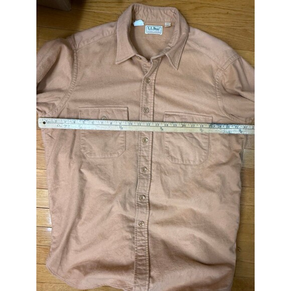 Vintage LL Bean Tan Size 16 1/2 Chamois Cloth Button Up Shirt - Picture 6 of 7